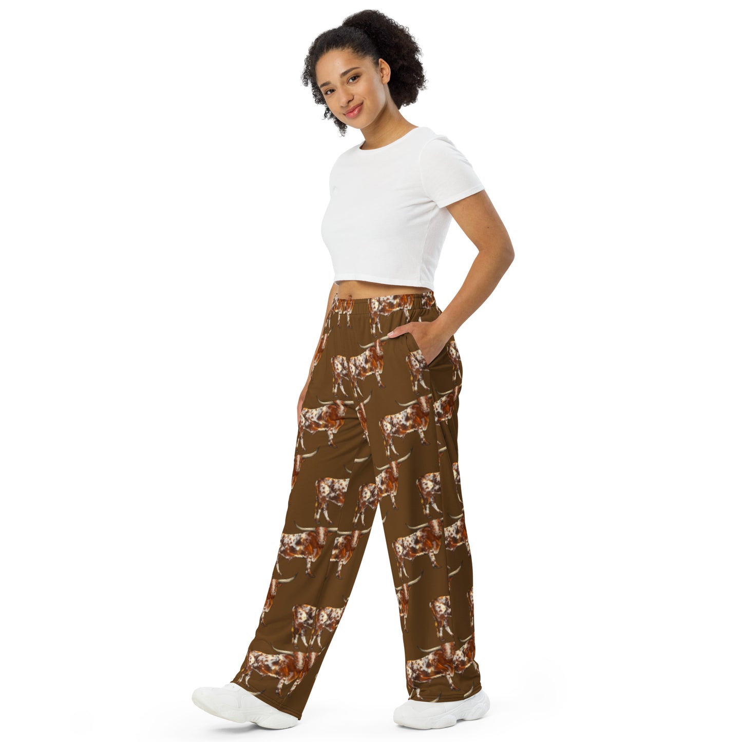 Longhorn Unisex Wide Leg Pants - longhorn, longhorns, lounge, lounge wear, mens, pant, pants, unisex, western, womens -  - Baha Ranch Western Wear