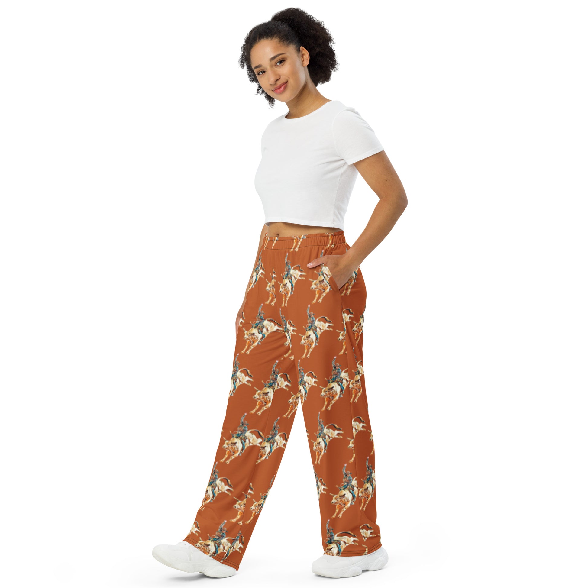 Bull Rider Unisex Wide Leg Pants - bull rider, bull riding, bullrider, lounge, lounge wear, mens, pant, pants, unisex, womens -  - Baha Ranch Western Wear