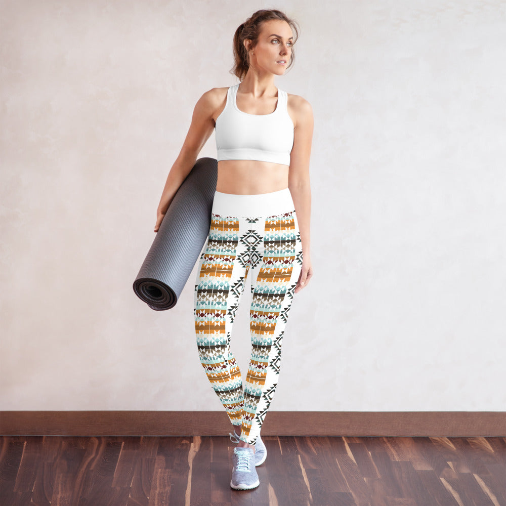 Black Crossover High Waist Aztec Print Patchwork Yoga Leggings - The  Perfect Touch SA