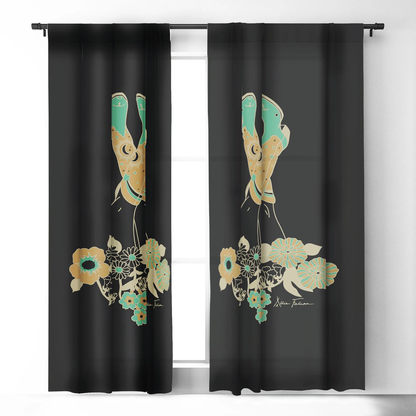 Turquoise Cowgirl Curtain Panel