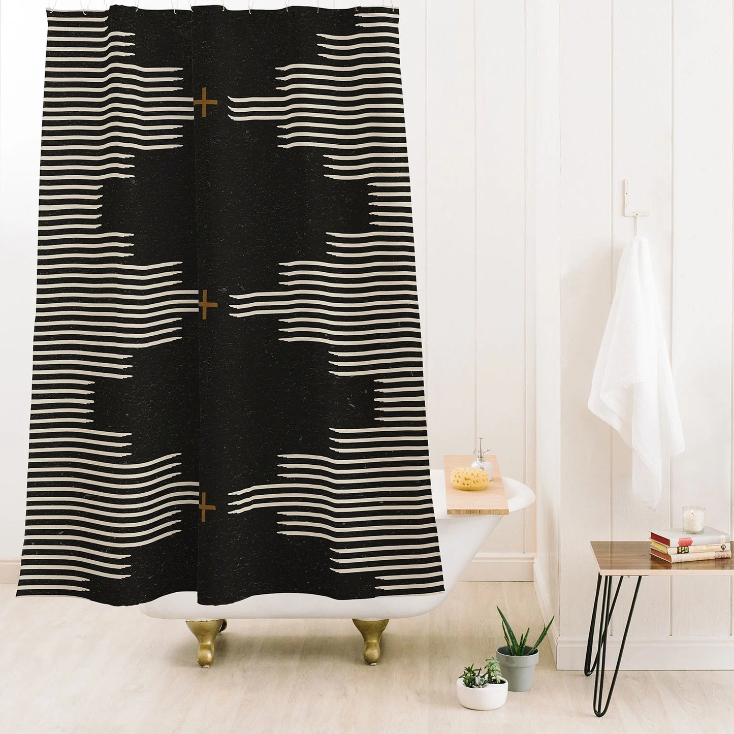 Southwest Minimalist Black Shower Curtain