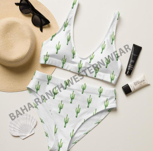 Yeehaw All Over Cactus Bikini - #bk, #swimmingsuits, #swimsuits, bikini, bikini swim suit, bikini swim wear, cactua, cactus, cactus design, cactus print, cactus prints, cactus scene, cactusprint, cowgirl, high waisted, southwestern, swim, swim suit, swim suits, swim waer, swim wear, swimming, swimming suits, swimsuit, swimwear, turquoise, two piece, western, white swimsuit -  - Baha Ranch Western Wear