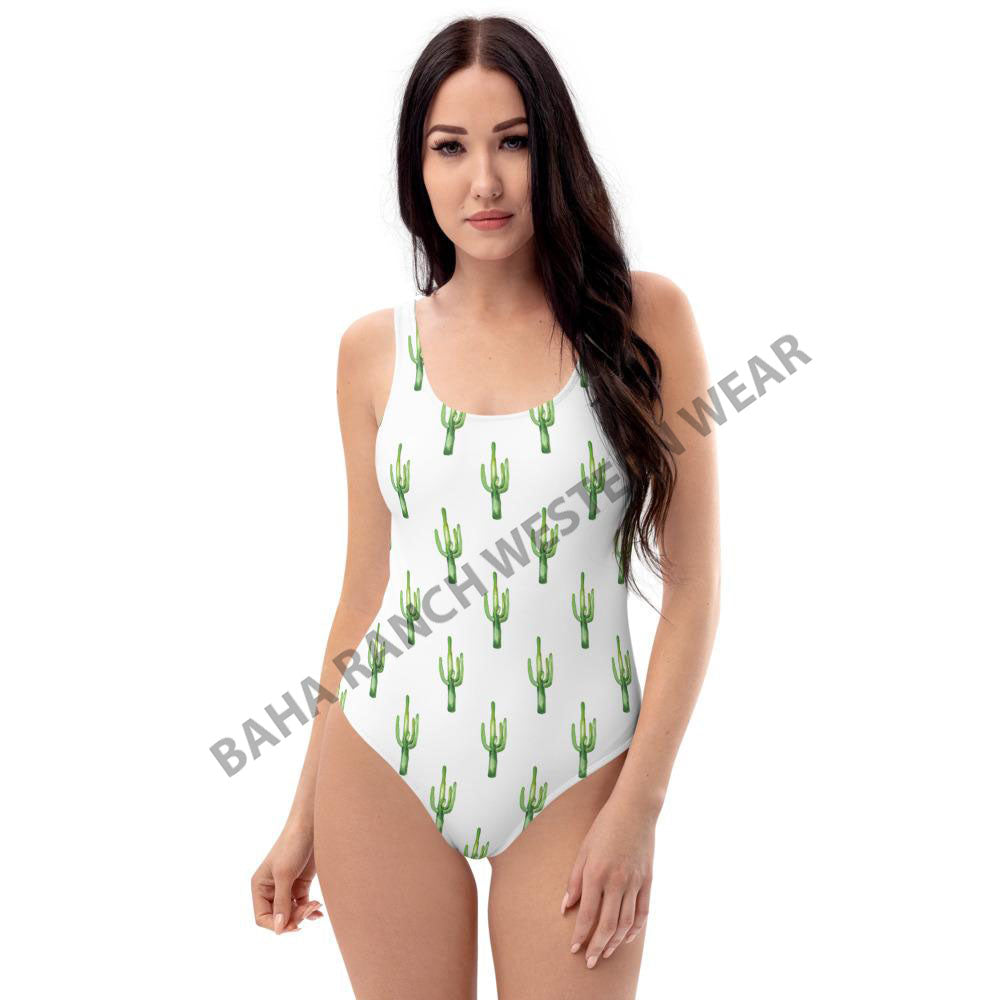 Yeehaw Cactus One Piece Swim Suit Baha Ranch Western Wear