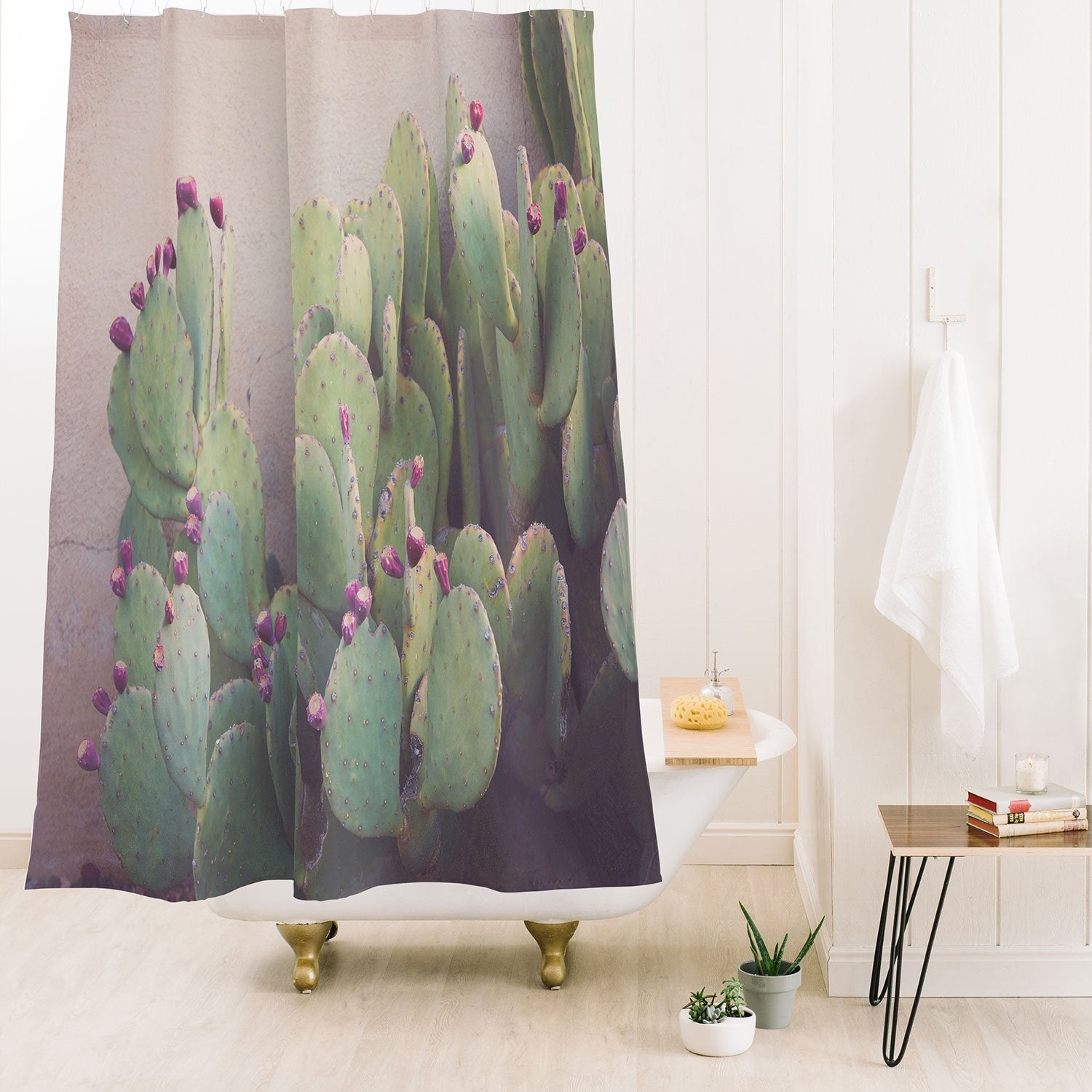 Blooming Cactus Shower Curtain - bathroom, cactus, curtain, decor, desert, home, ranch, rodeo, shower, southwestern, western, westernhomedecor, westernshowercurtain - still life in marfa - Baha Ranch Western Wear
