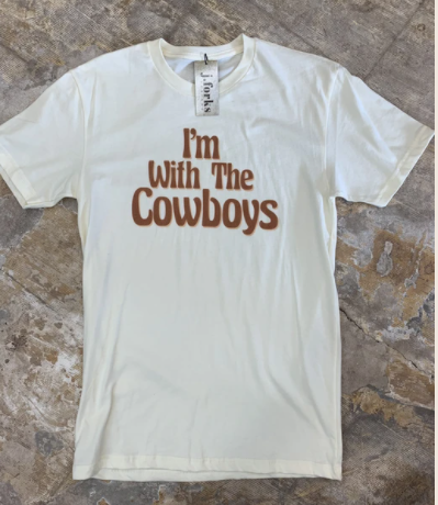 1166 I'M WITH THE COWBOYS TEE - cactus, cowgirl, graphic, serape, shirt, shirts, southwestern, t, tee, tees, western, wild -  - Baha Ranch Western Wear