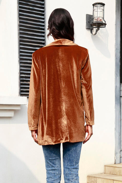 ZJHANHGKK Womens Jackets Fall Trendy Button down Golden Velvet Long Sleeve  Blazer Pockets Shirts Loose Fit Coat