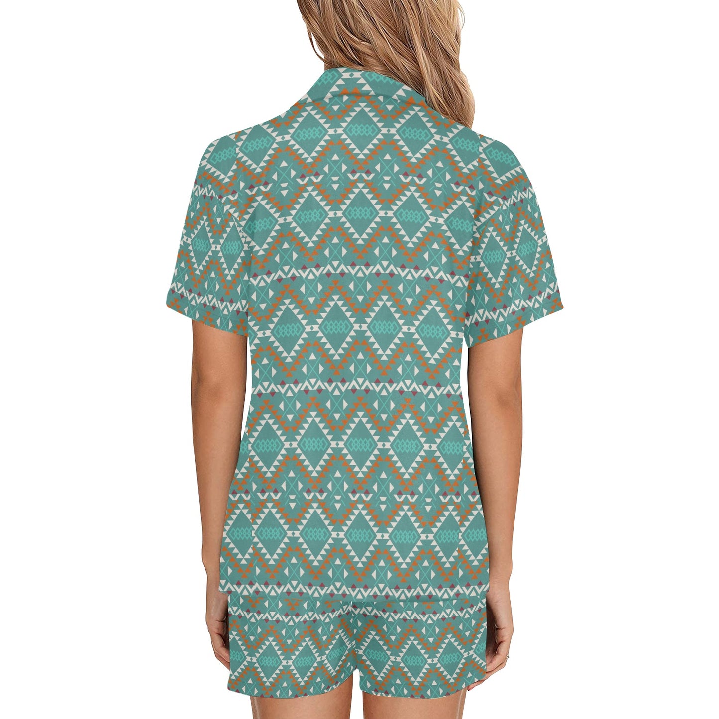 Turquoise Aztec Western Women's Pajama Set