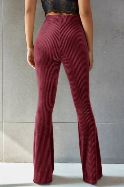 Ribbed High Waist Flare Pants choice of colors