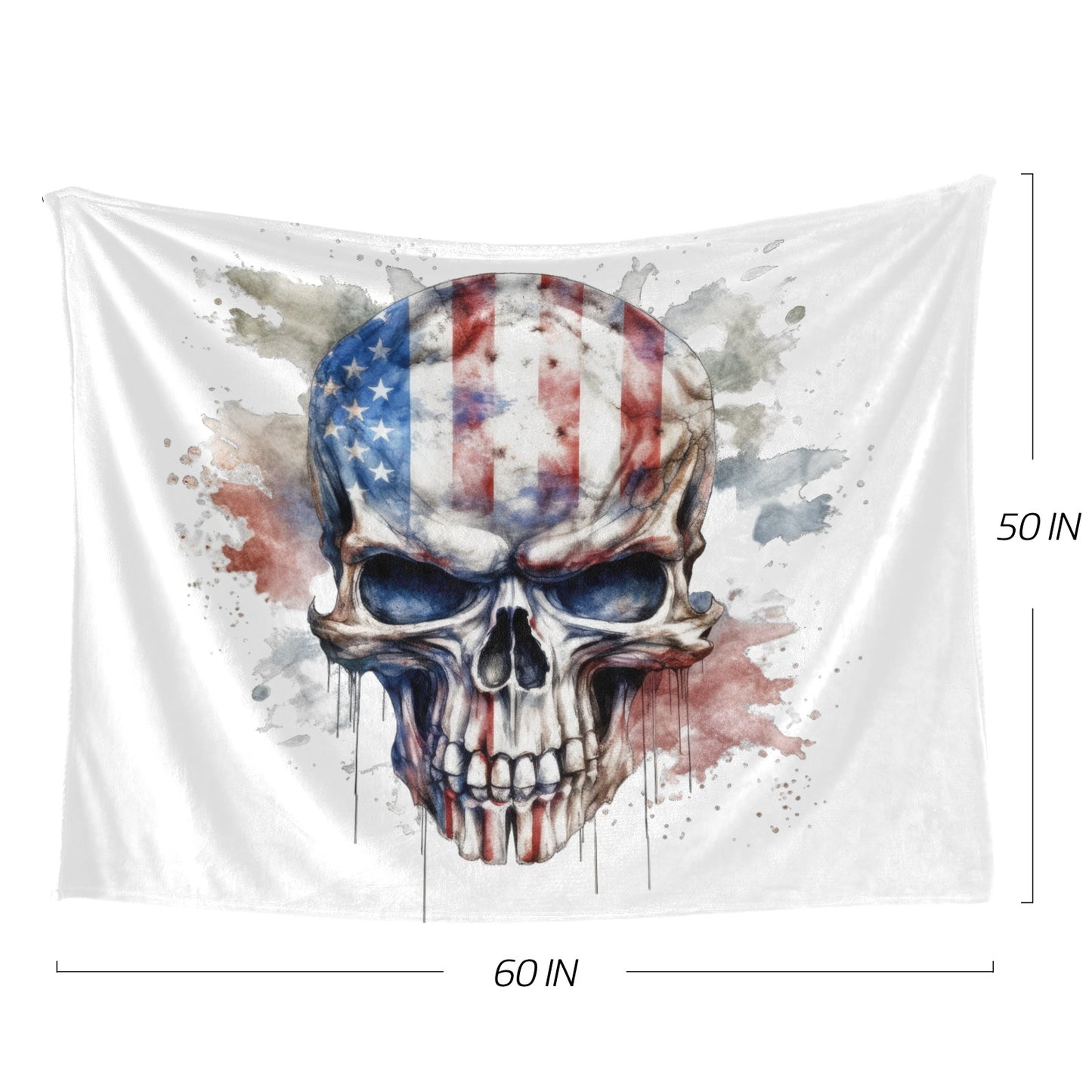 Patriotic Skull 50" x 60" Blanket Throw