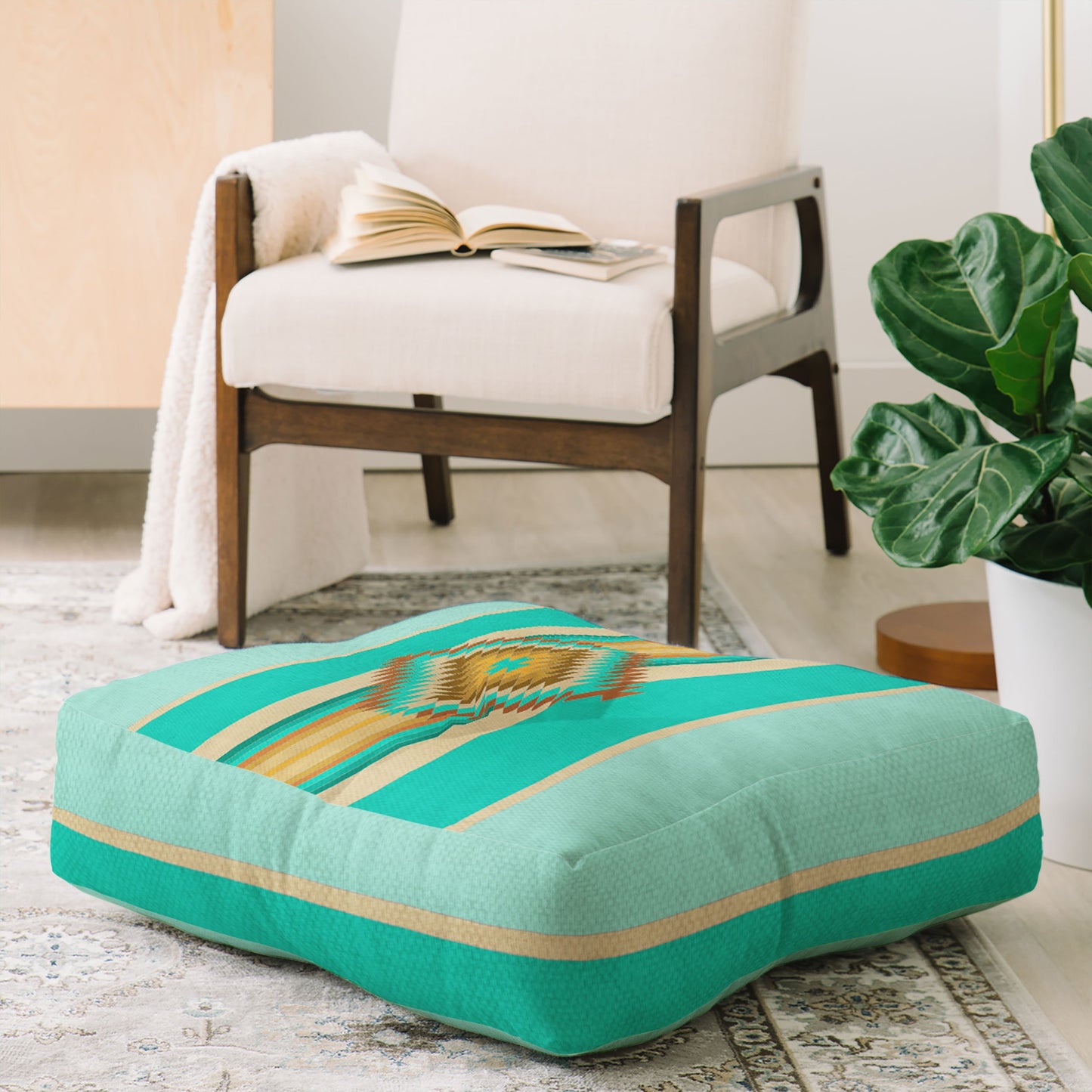 Turquoise Aztec Floor Pillow