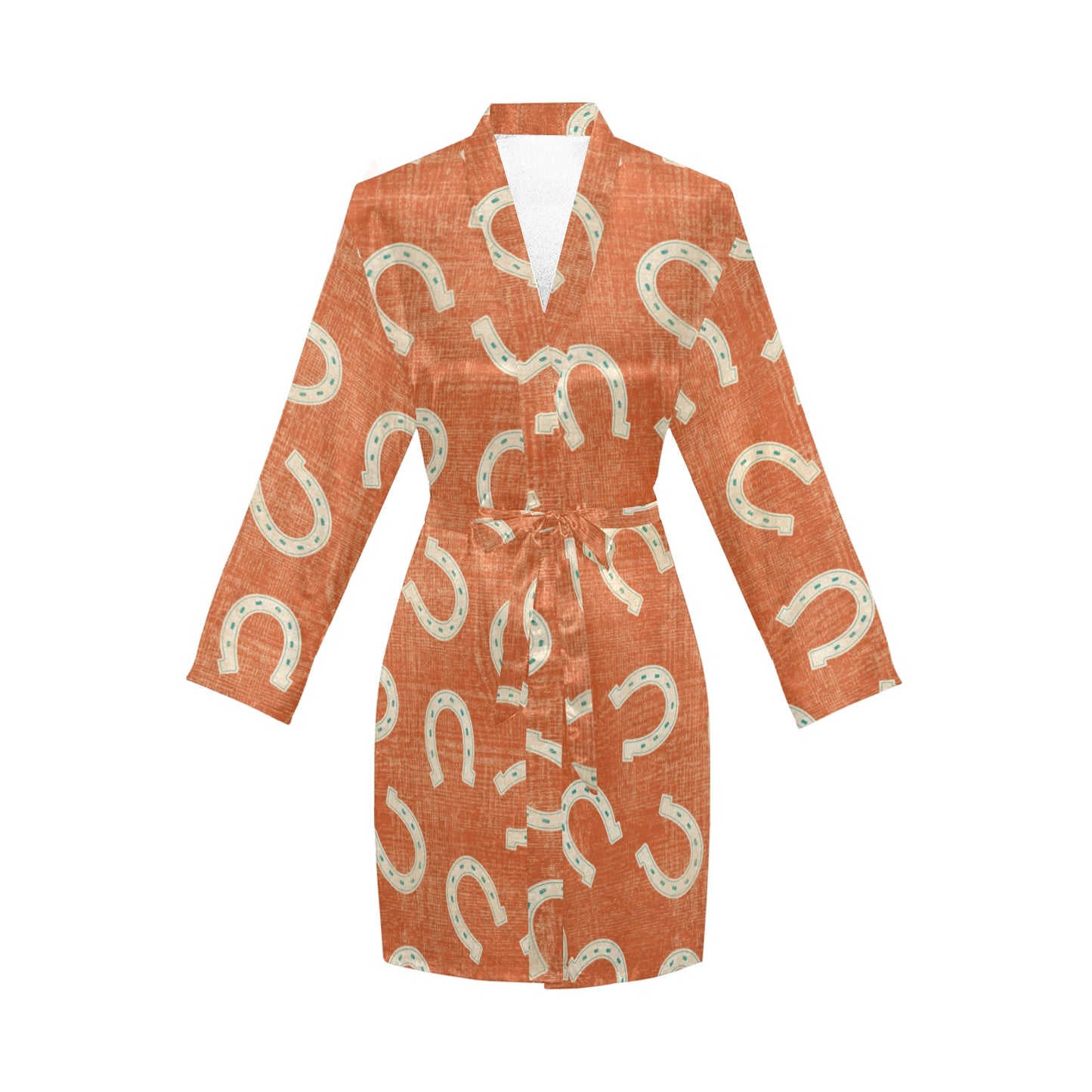 Rust Orange Women's Belted Satin Feel Dressing Lounge Robe