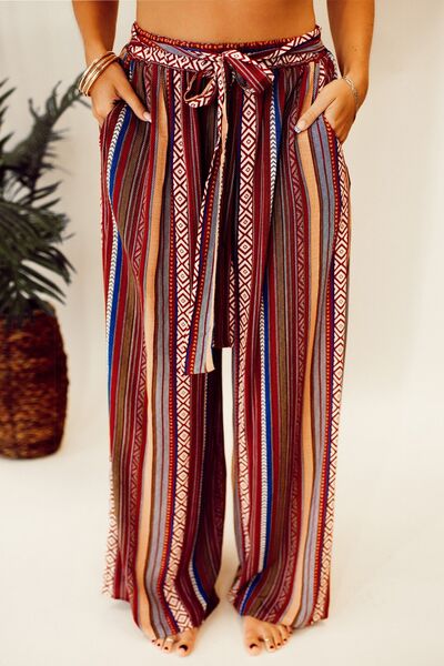 Serape  Tied Wide Leg Pants