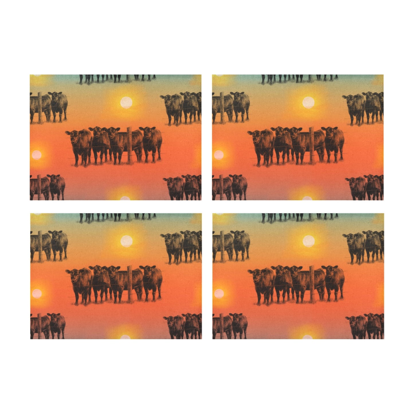 Set of 4 Sunset Cattle Ranch Placemats 14" x 19"