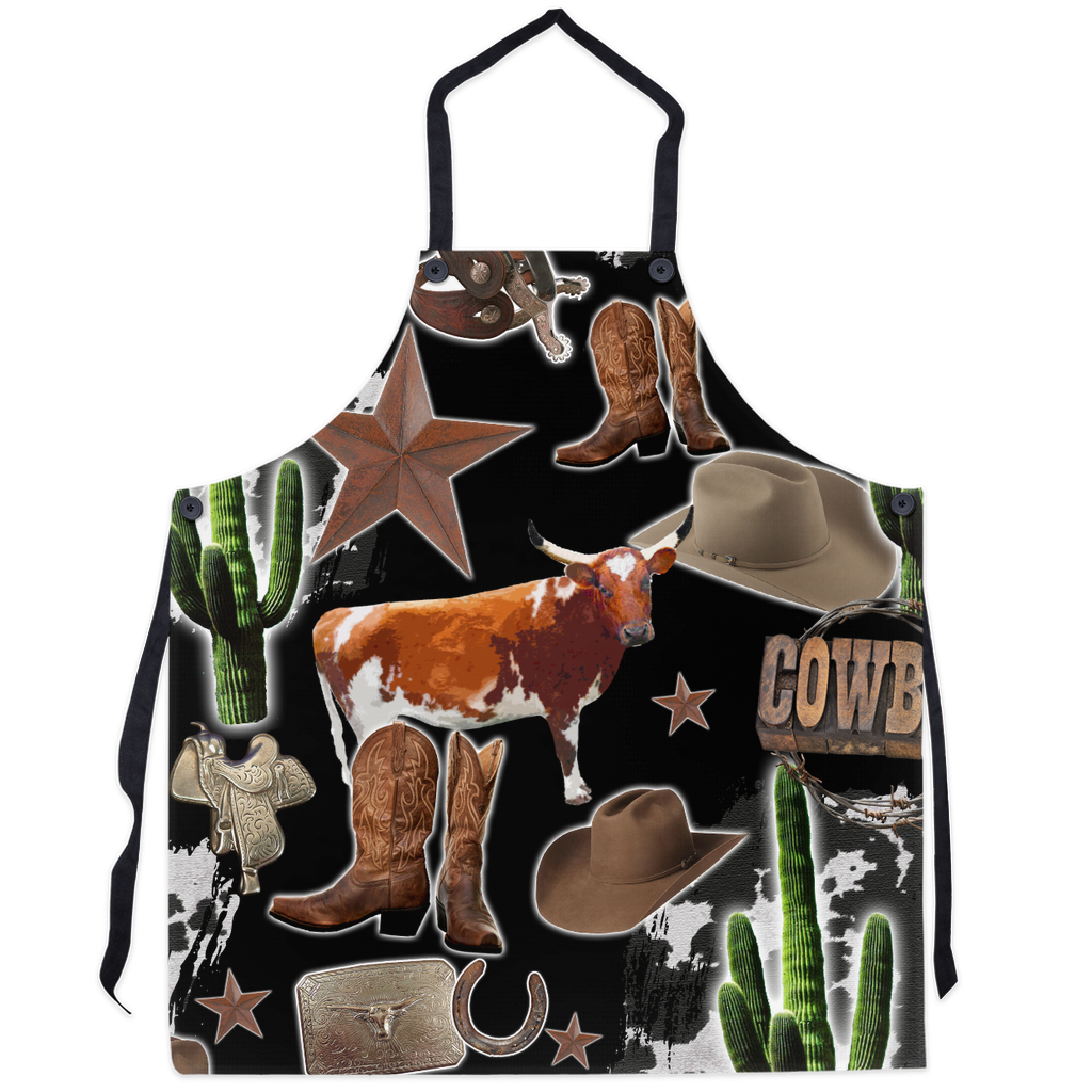 COWBOY APRON - apron, COWBOY, southwestern, southwesternhomedecor, steer, steer skull, steerskull, western home decor, westerndecor, westernhomedecor -  - Baha Ranch Western Wear