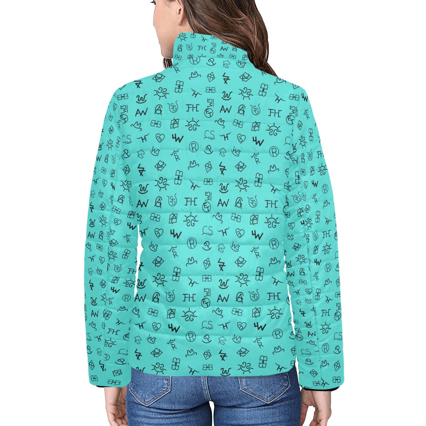 Turquoise Cattle Brands Women's Puffy Bomber Jacket