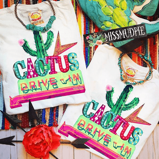 Cactus Drive In Tee - cactus, desert, shirt, shirts, t, tee, tees, train -  - Baha Ranch Western Wear