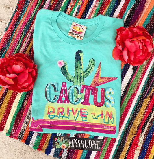 Cactus Drive In Tee - cactus, desert, shirt, shirts, t, tee, tees, train -  - Baha Ranch Western Wear