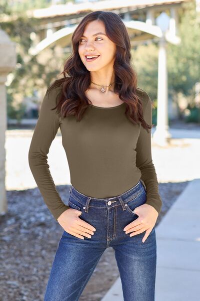 Basic Bae Full Size Round Neck Long Sleeve Bodysuit choice of colors