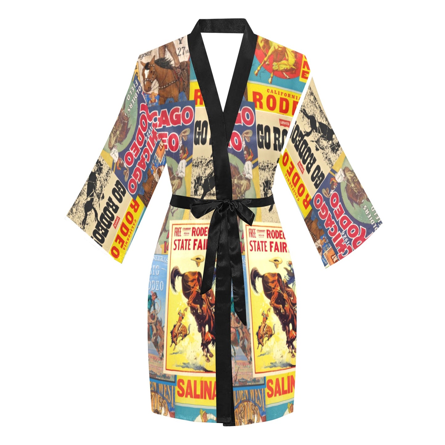 Vintage Rodeo Poster Women's Lounge Kimono Robe