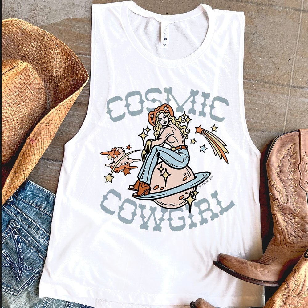 Cosmic Cowgirl Tank - cactus, cactus design, cactus print, cosmic, cosmic cowboy, cowboy boots, cowgirl, cowgirl style, muscle tank, southwestern, tank top, tank tops, western, westerngraphictee, womens muscle tank, womens tank -  - Baha Ranch Western Wear