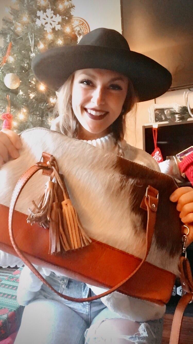 Cowhide Shoulder Bag - bag, cowgirl, cowhide, haironhide, handbag, leather, made in the usa, madeintheusa, MADEINUSA, Printed in USA, purse, southwestern, tote, usa, usa artisan, usa artist, usa made, usaartisan, usaartist, USAMADE, usamadejewelry, usaratisan, usartisan, western -  - Baha Ranch Western Wear