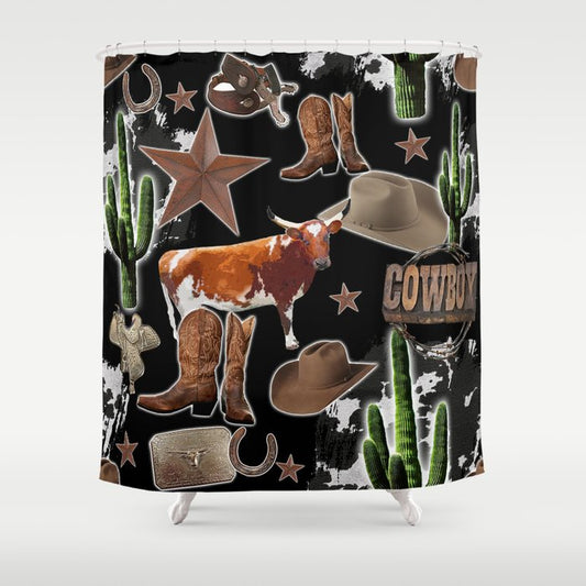 Cowboy Collage Shower Curtain