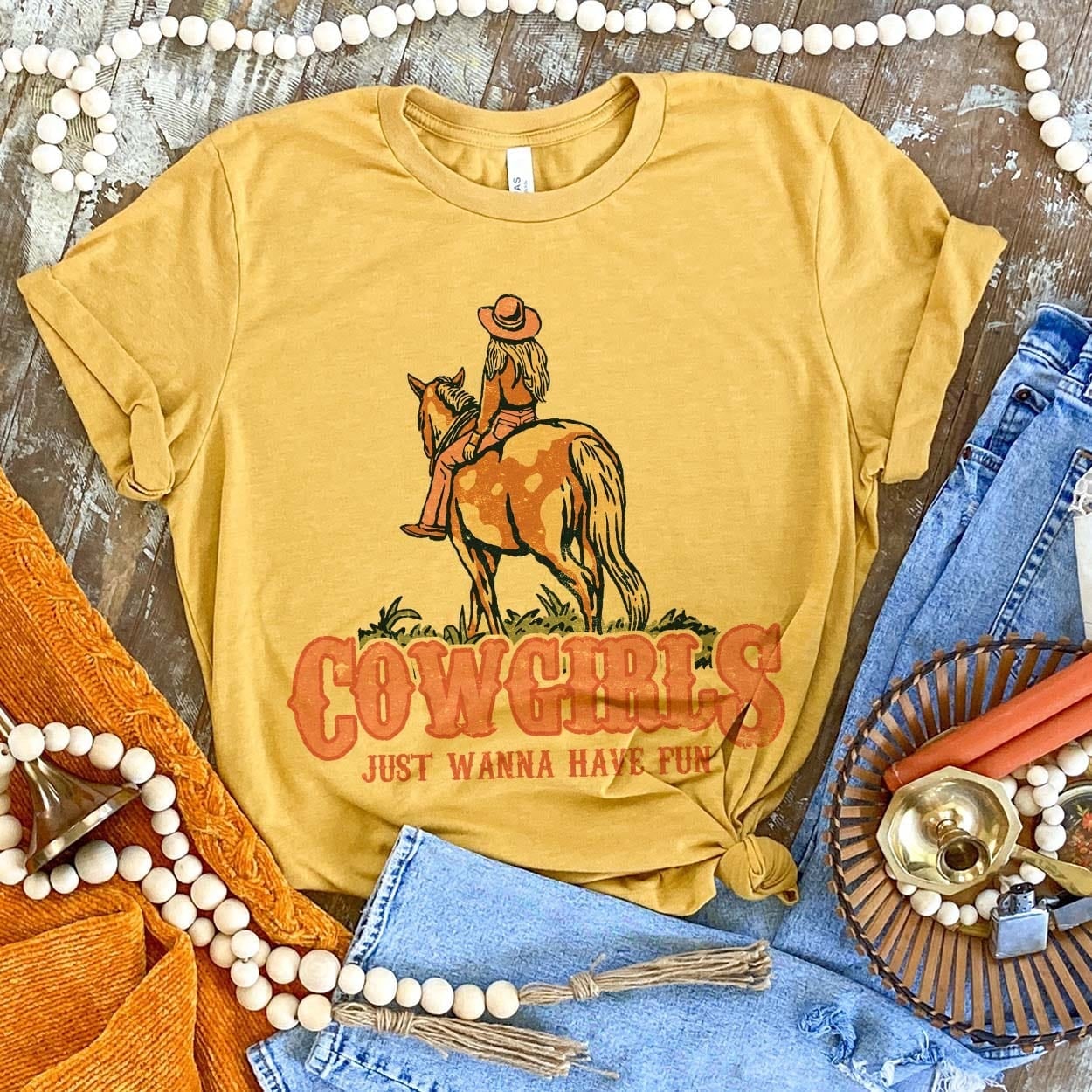 Cowgirls Just Want to Have Fun Tee - cow, cowgirls, cows, desert, farm, graphic, highalnd, highland, shirt, sunflower, tee, tees, western -  - Baha Ranch Western Wear