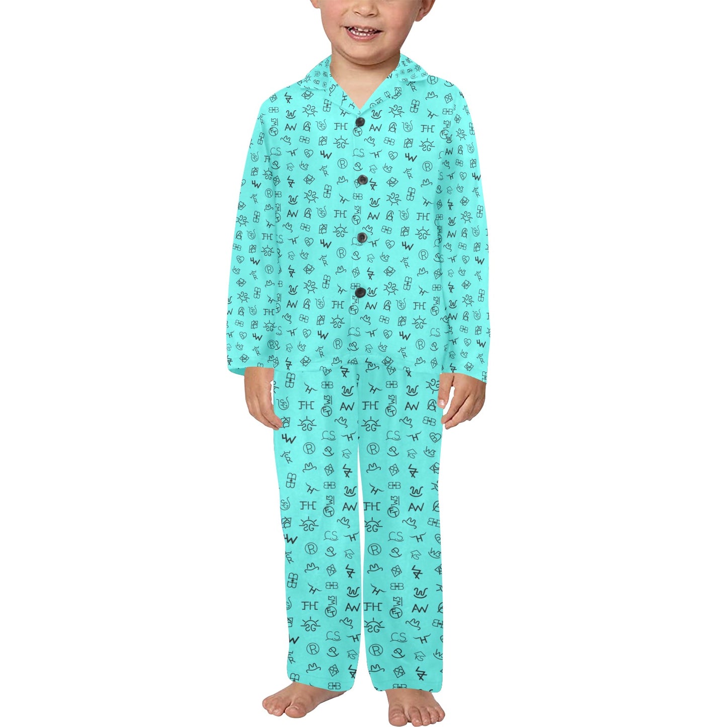 Turquoise Cattle Brands Boy's Western Pajama Set