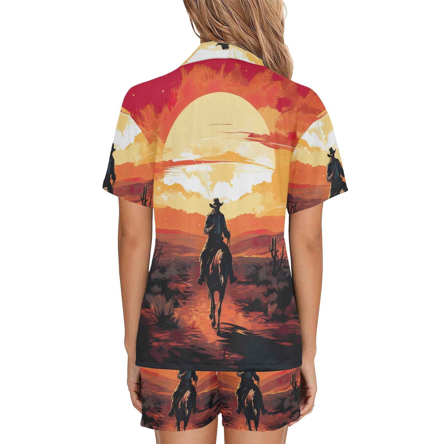 Cowboy Desert Sunset Women's Western Pajama Set