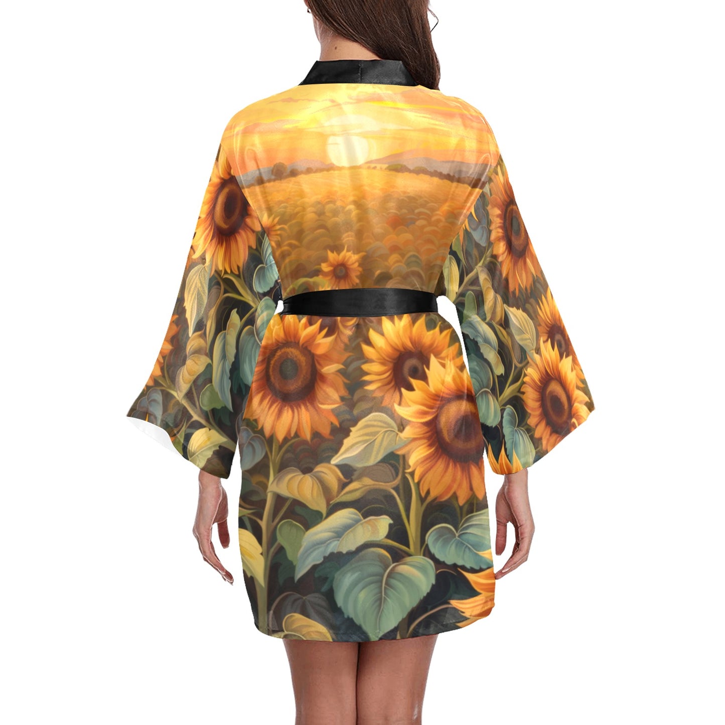 Sunflower Field Women's Lounge Kimono Robe