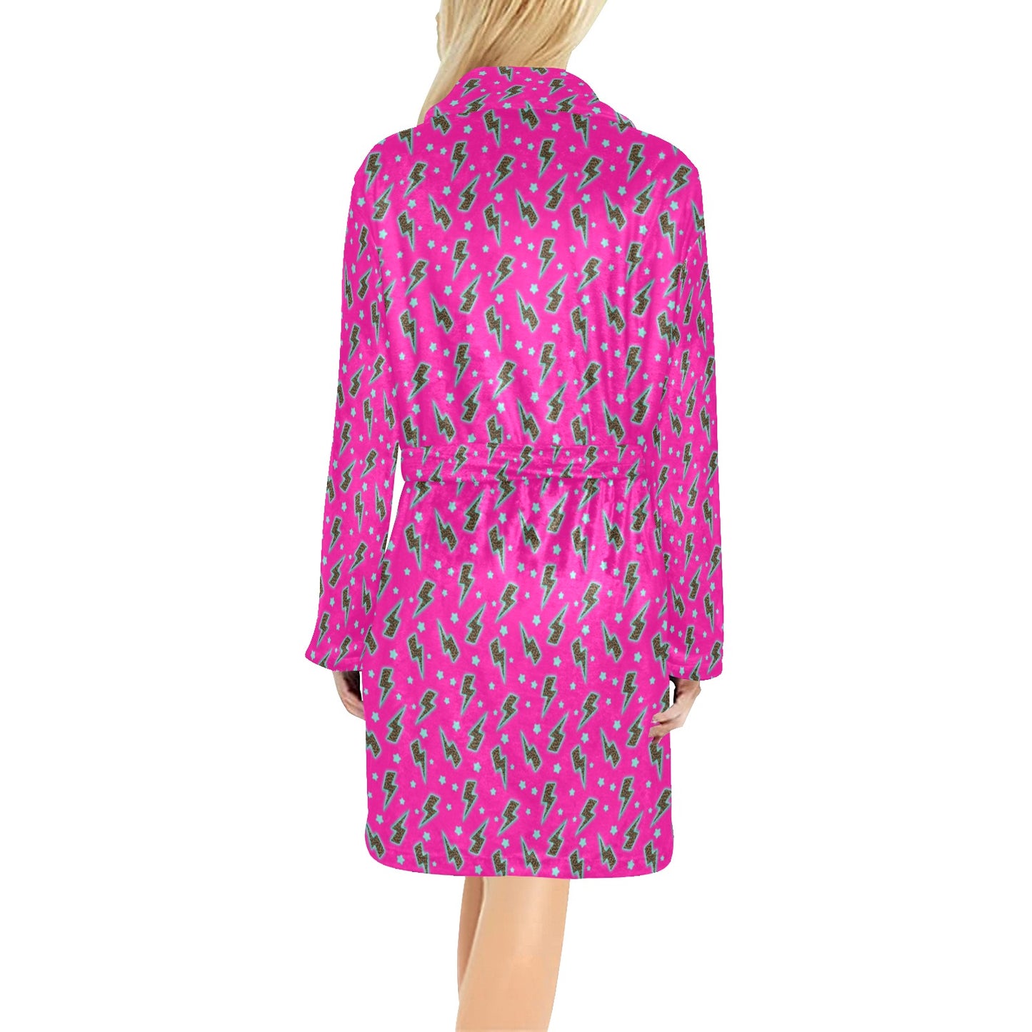 Hot Pink Lightning Bolt Women's Western Bath Robe