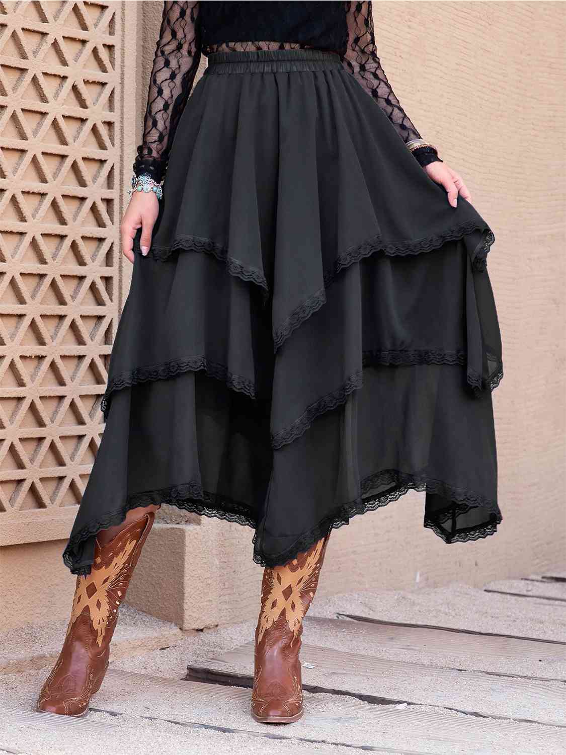 Asymmetrical Tiered Skirt choice of colors