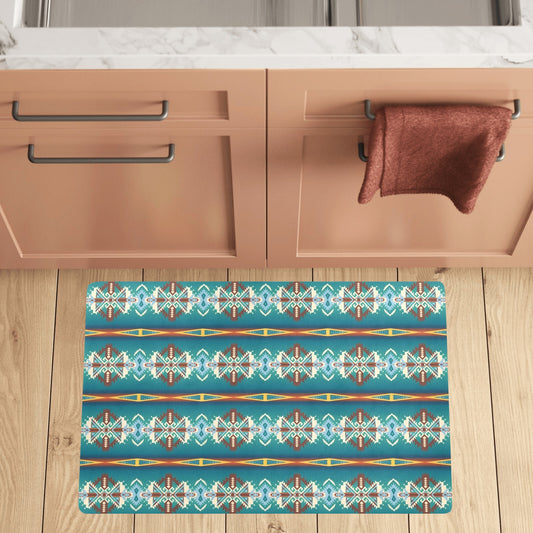 Teal Aztec Kitchen Floor Mat Kitchen Mat 32"x20" Made in America