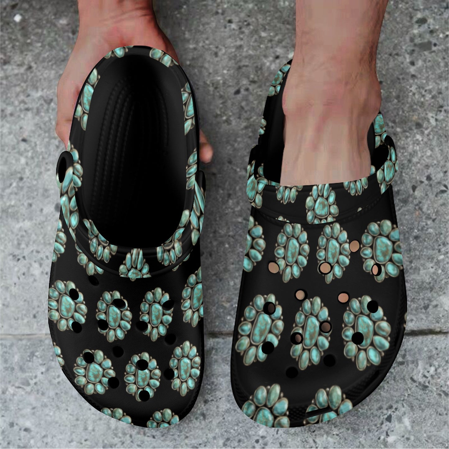 Turquoise Concho Clog Shoes