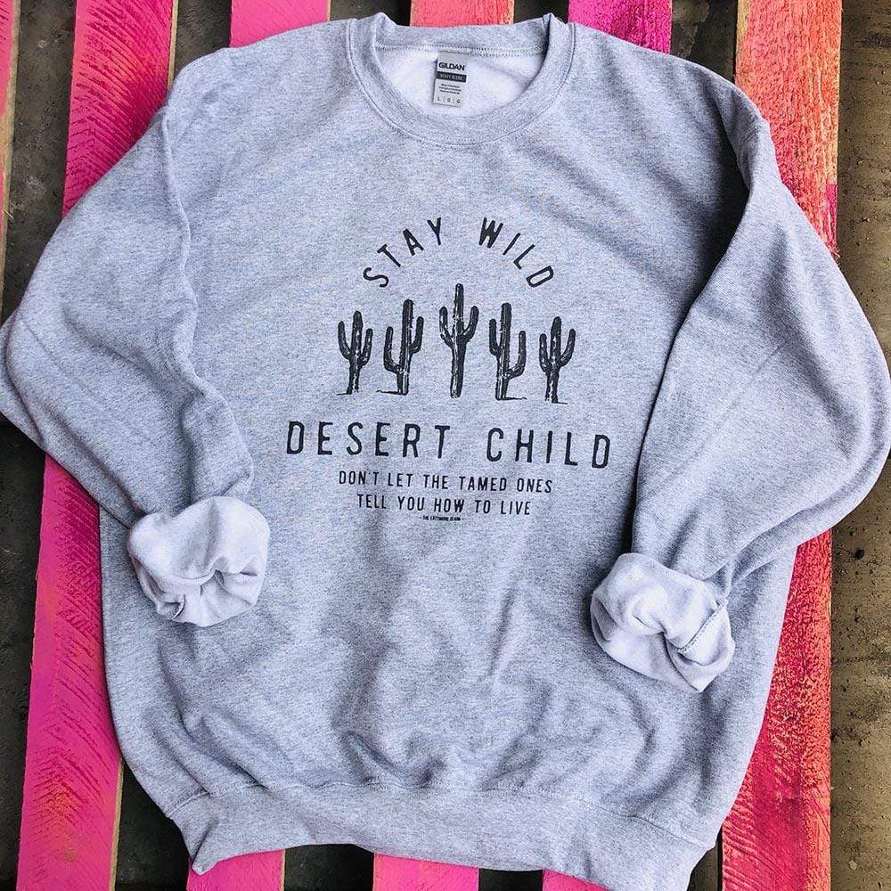 Desert Child Sweatshirt CHOICE OF COLORS - cactus, cactusprint, desert, desertchild, desertprint, fall, shirt, southwestern, sweatshirt, western -  - Baha Ranch Western Wear