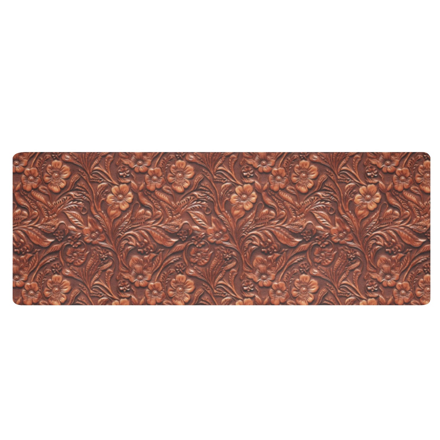 Tooled Leather Print Long Kitchen Mat 48"x17"