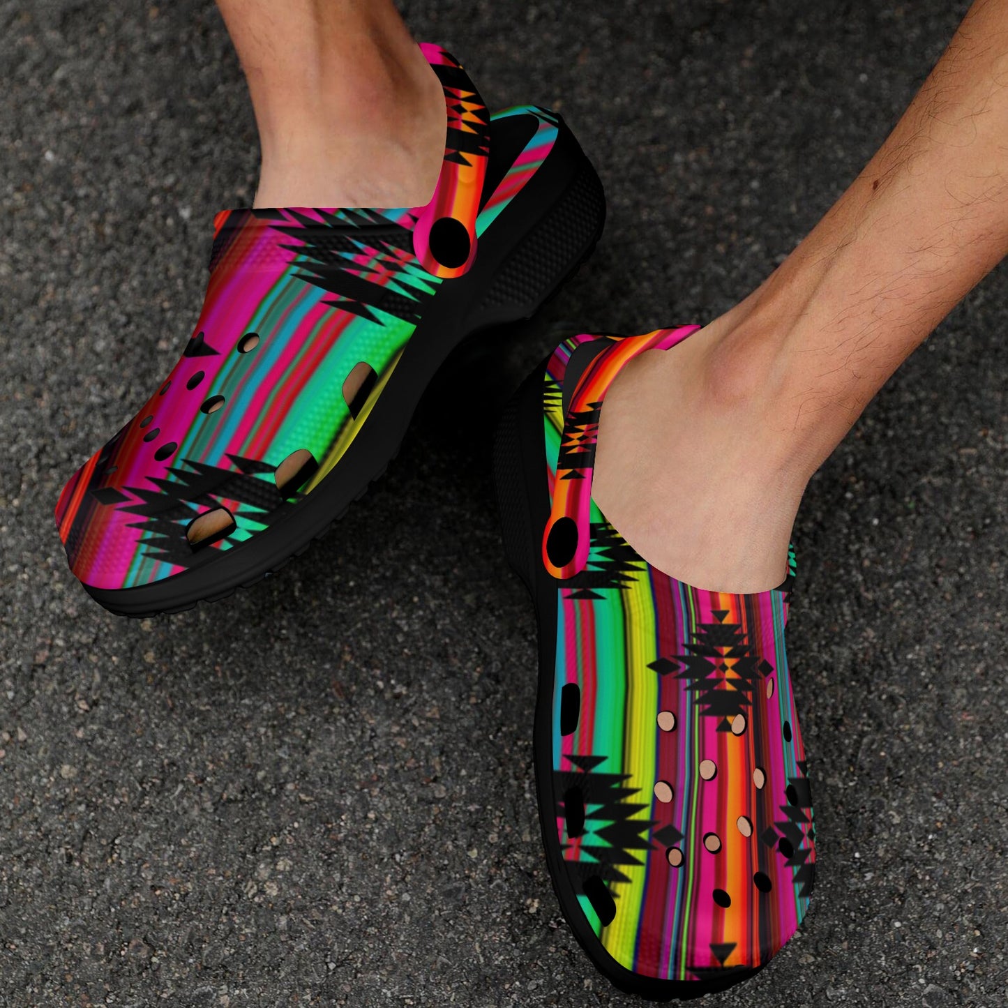 Neon Aztec Serape Clog Shoes