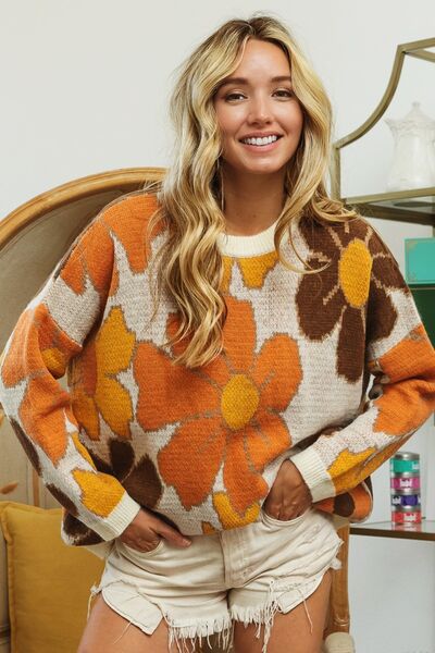 Hippie Chick Flower Pattern Sweater