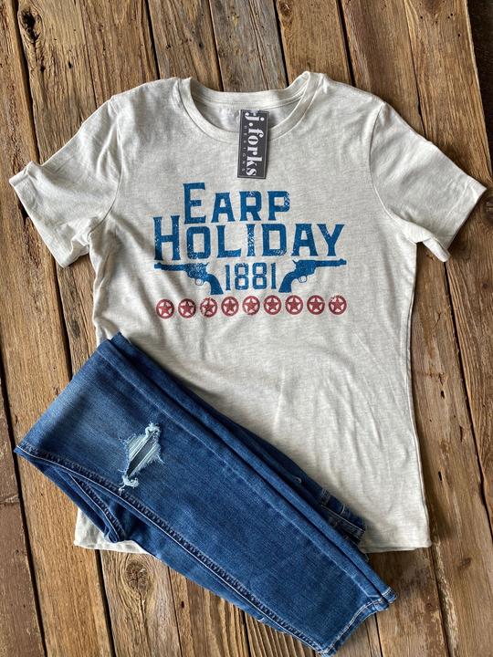 Earp Holiday Tee - boho, cowgirl, desert, earp, graphic, tees, western, wyatt, wyattearp -  - Baha Ranch Western Wear