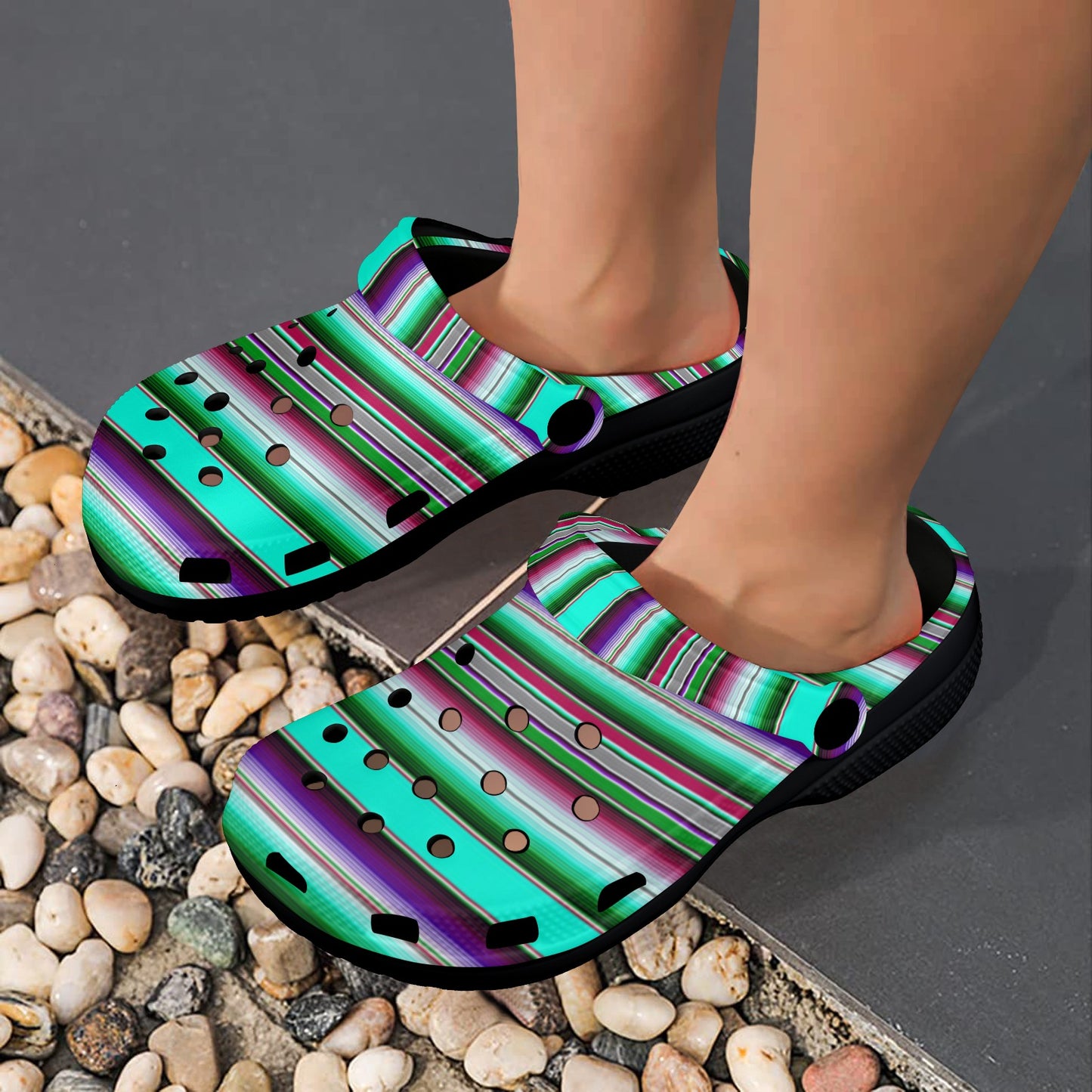 Turquoise Serape Clog Shoes