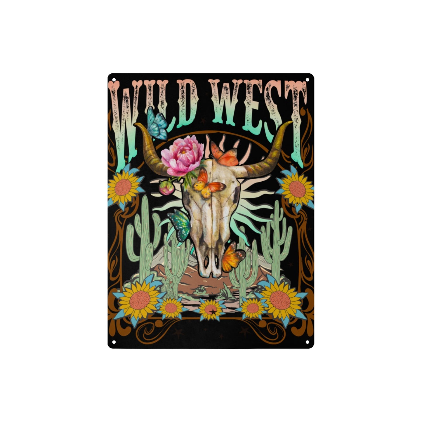 Wild West Metal Art Sign Metal Tin Sign 12"x16"(Made in Queen)