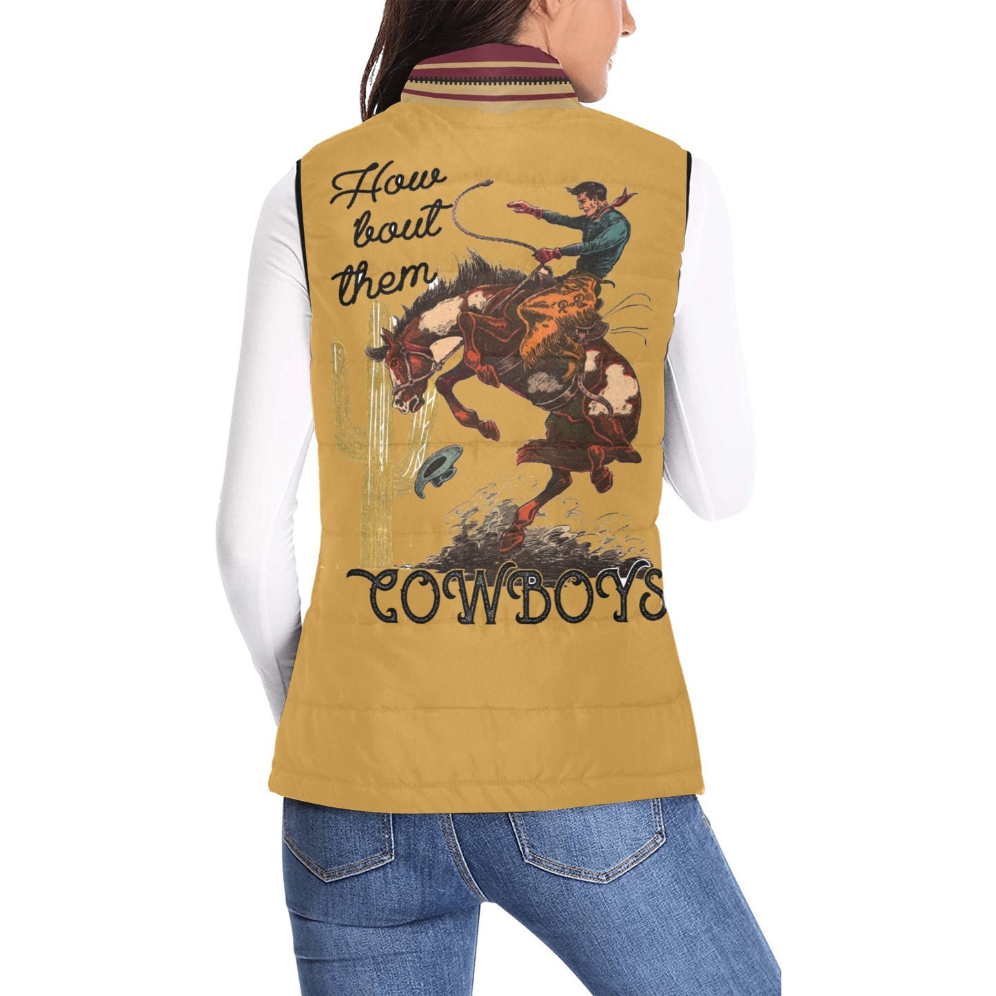 How Bout Them Cowboys Serape Women's Western Puffy Vest