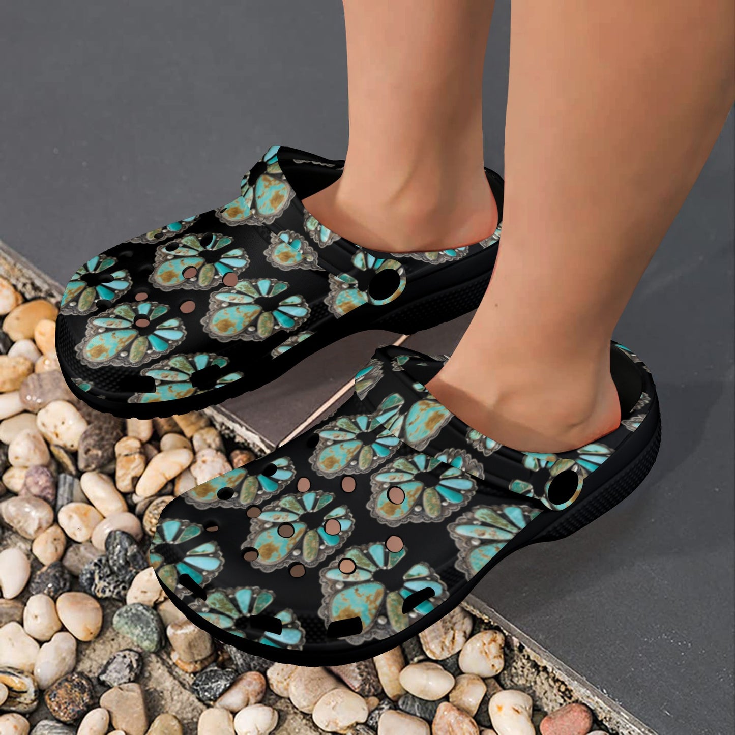 Turquoise Naja Clog Shoes