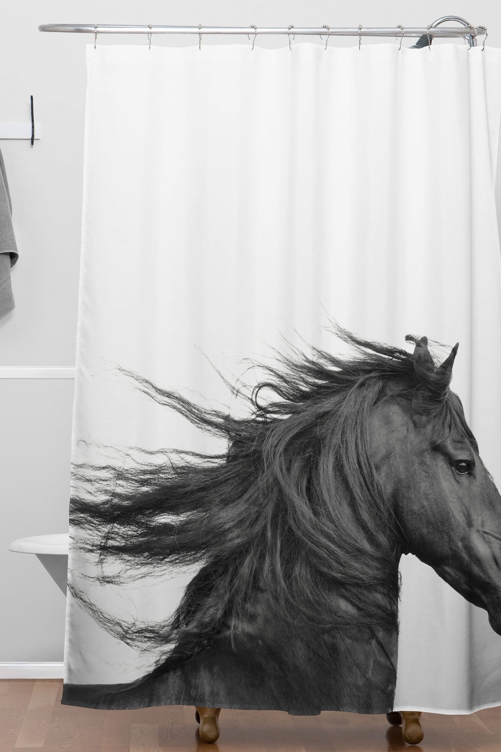 Wild Horse Shower Curtain - bathroom, blackhorse, curtain, decor, home, horse, ranch, rodeo, shower, western, westernhomedecor, westernshowercurtain -  - Baha Ranch Western Wear