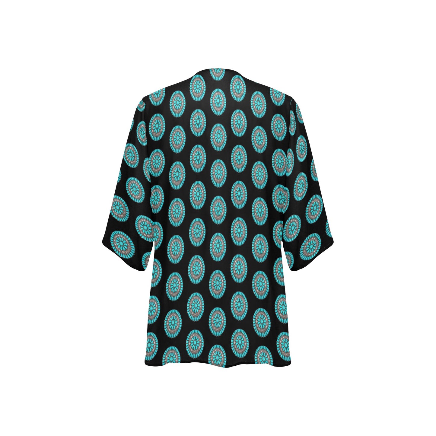 Turquoise Concho Kimono Chiffon Cover Up
