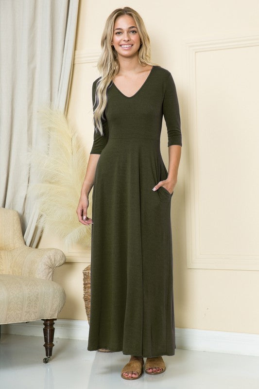 Solid Empire Waist Maxi Dress choice of colors