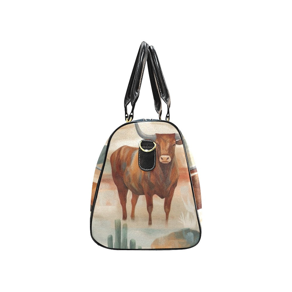 Watercolor Cattle Desert Small Travel Bag