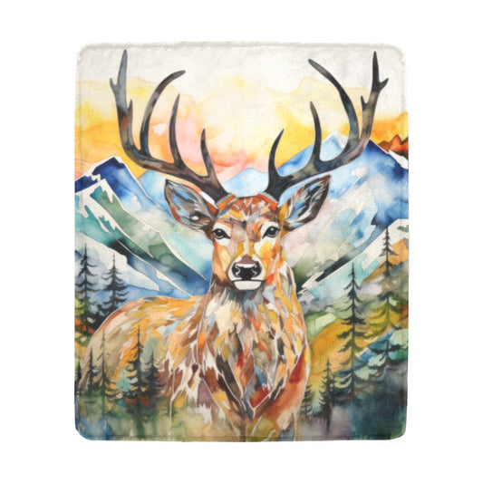 Watercolor Buck Fleece 50" x 60" Throw Blanket