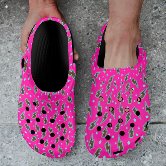 Hot Pink Lightning Bolt Clog Shoes