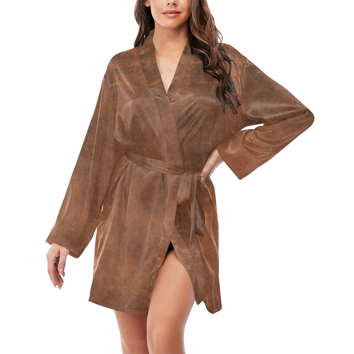 Them Cowboys Western Women's Long Sleeve Belted Satin Feel Dressing Lounge Robe